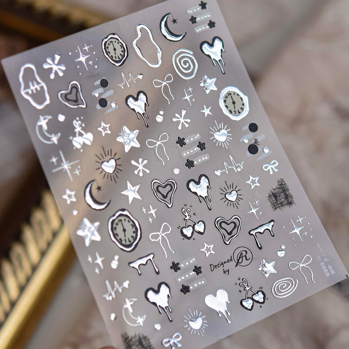 Phuryllic 3D Nail Stickers for Nail Art, Embossed Self-Adhesive Cute Nail Charms & Decals for DIY Nails, Easy-to-Apply Nail Design Supplies & Accessories for Home Manicure-2000s Nails Art