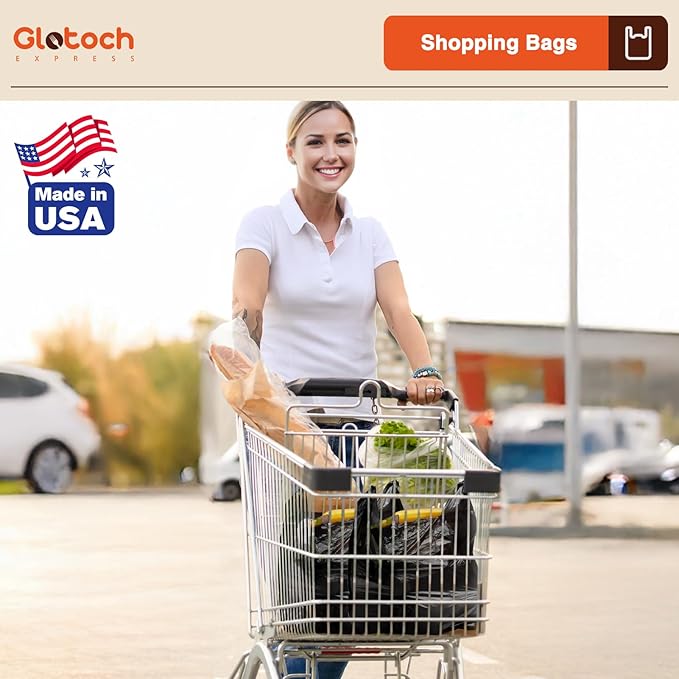 Glotoch Plastic T-shirt Bags (500 Count) Black (Plain), 11.5" x 6.5" x 21" Grocery Bags with Handles for Restaurant, Retail, Grocery Store, Takeout, Convenience, Trash, Shopping Bag Small Business