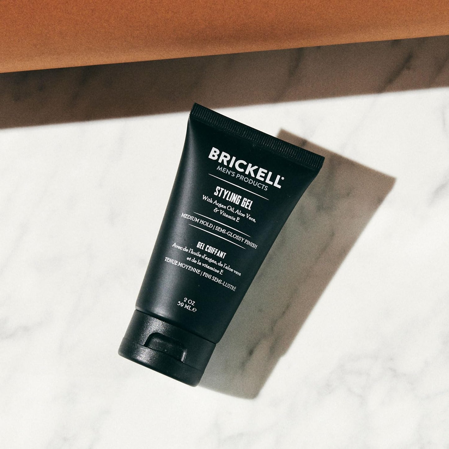 Brickell Men's Hair Styling Hair Gel For Men, All Day Hold for Glossy Style, With Argan Oil, Rosemary, and Peppermint Essential Oil, Scented, 2 Ounce