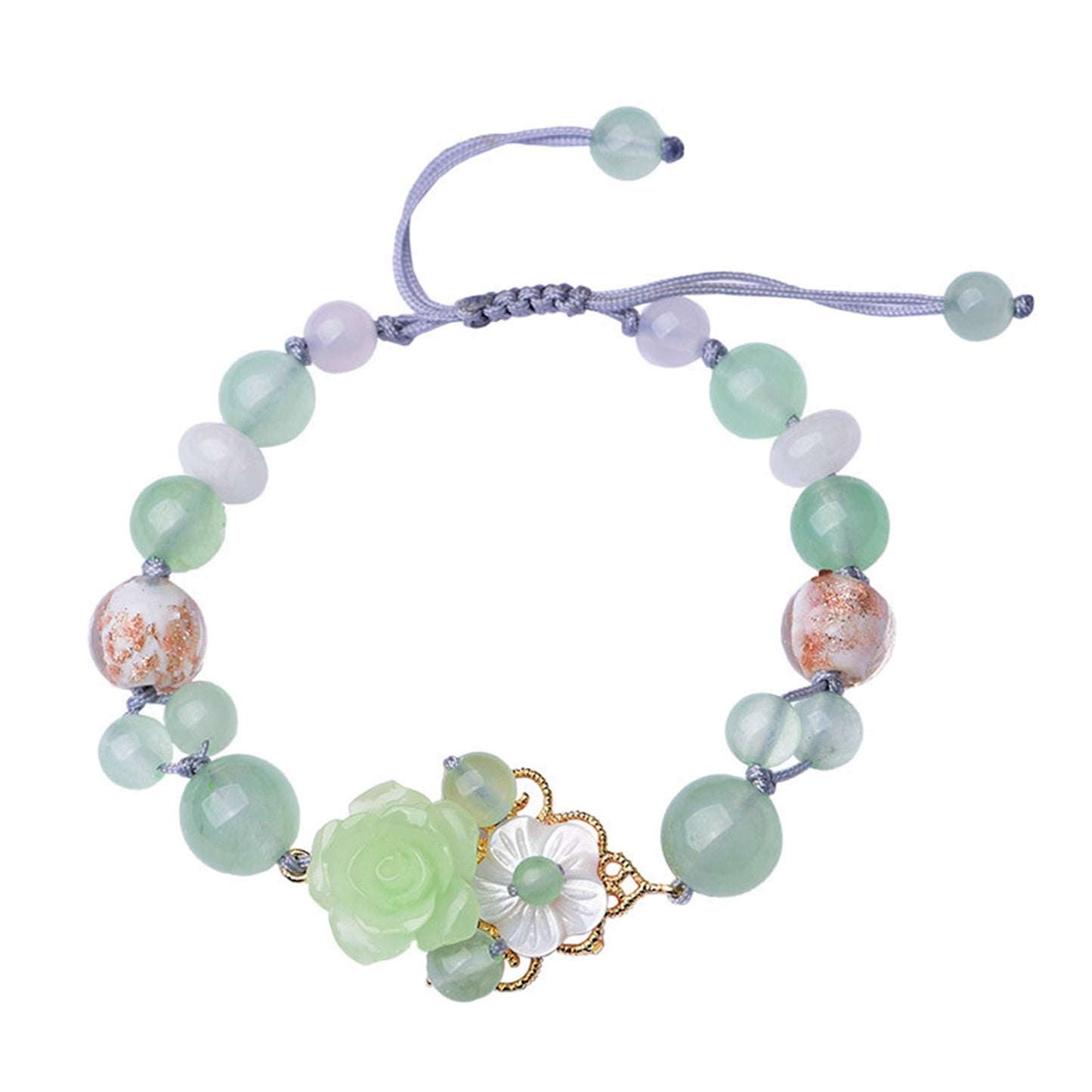 HL1971 Jade Beaded Elastic Bracelet Gradient Green Jade Bead Ladies Bracelet, Suitable for Christmas, Thanksgiving