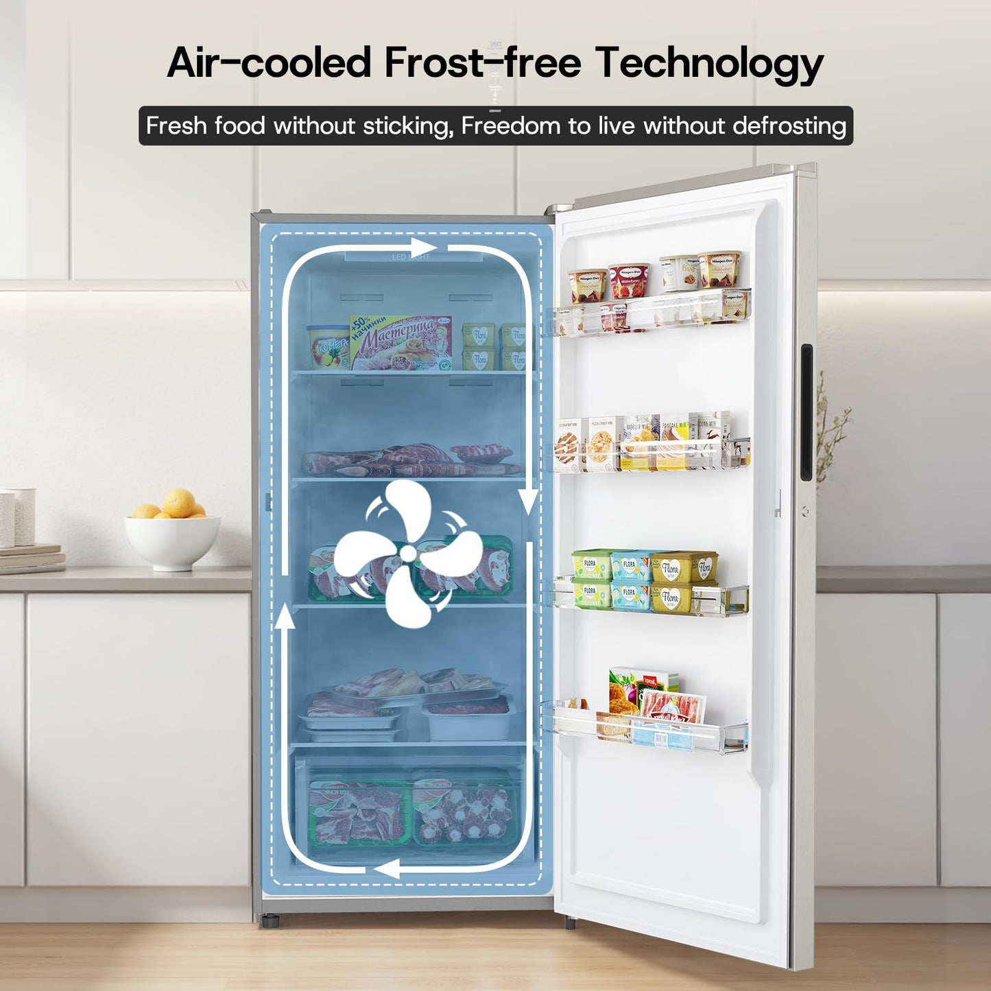 Upstreman 14.0 Cu.Ft. Upright Freezer, Convertible Freezer Fridge with Smart Electronic Control, Frost Free, Energy Star, Quiet Operation, Stand Up Freezer for Homes, Office, Garage-UF14