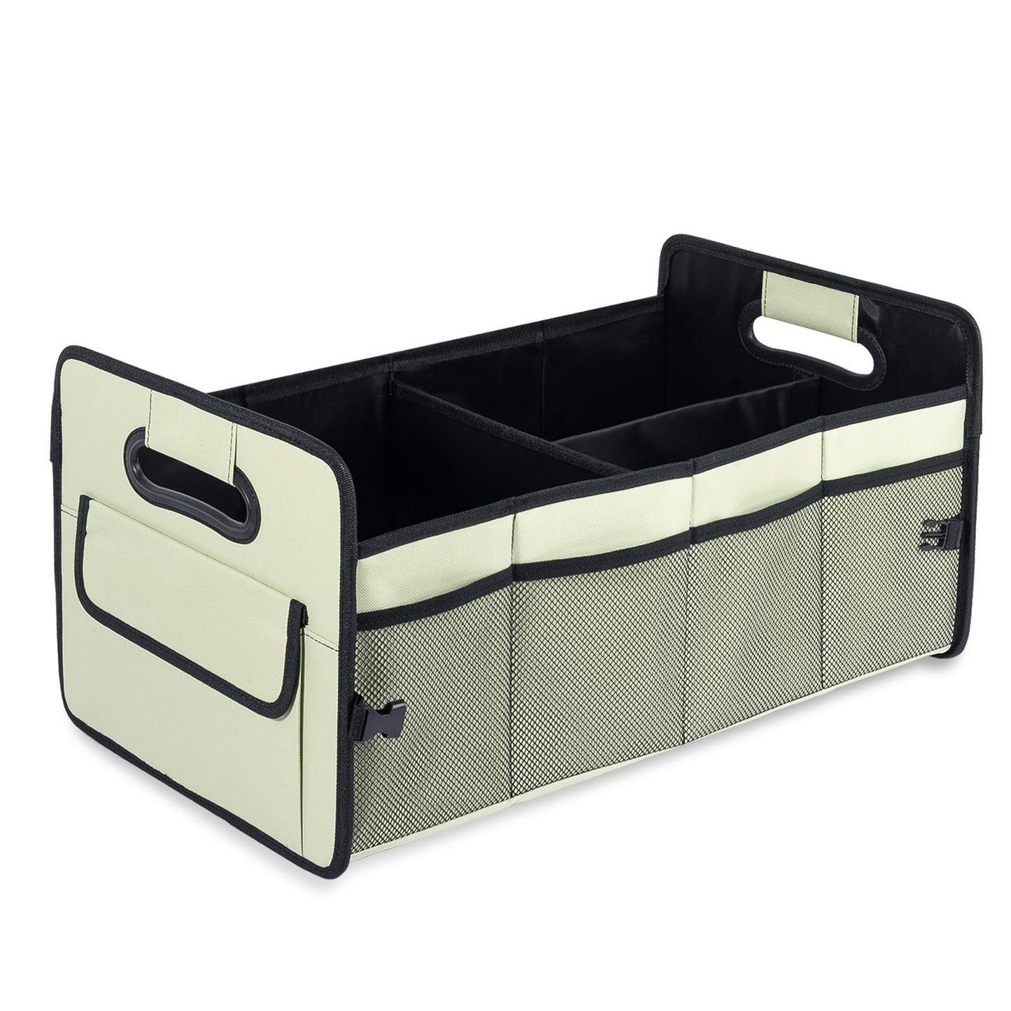 JiatuA Car Trunk Organizer, Car Organizers and Storage Collapsible Multi Compartment Container Box, Adjustable Car Accessories for SUV Sedan Truck, Standard Size, Light Green