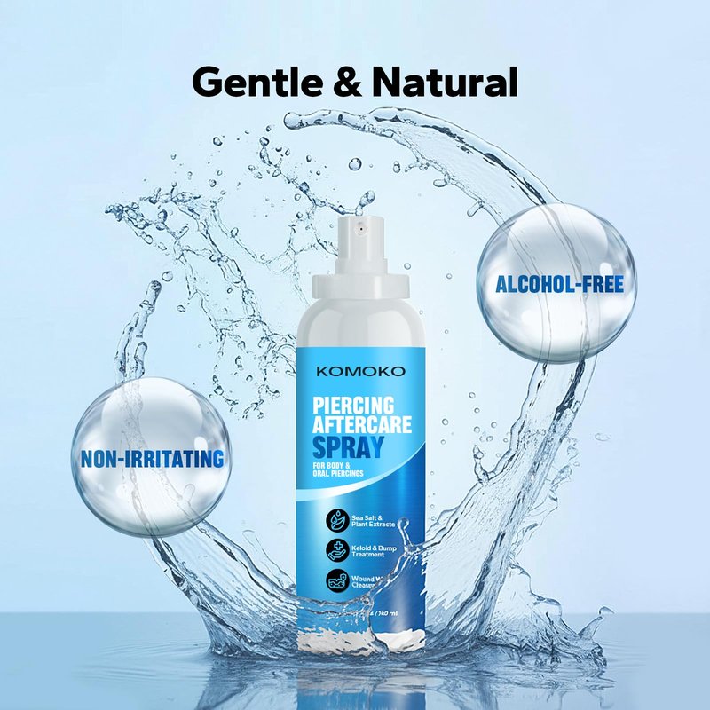 Komoko Piercing Aftercare Spray (5.07 Fl Oz), Saline Spray for Piercings & Ear Piercing Cleaner, Gentle Saline Solution for Piercings, Fast Piercing Bump Solution for Nose, Ears, Belly & More