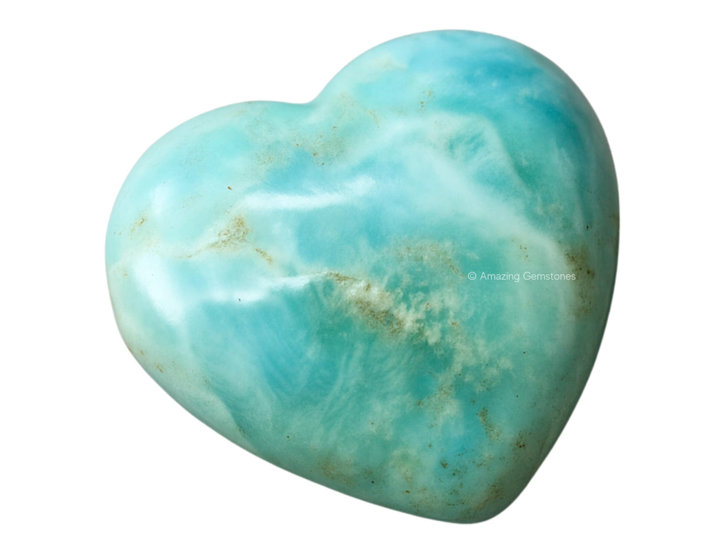 Amazing Gemstone Caribbean Calcite Crystal Heart Palm Stone - Pocket Massage Worry Stone for Natural Body Chakra Balancing, Reiki Healing and Crystal Grid