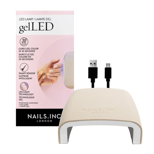 Nails Inc GelLED Portable LED Lamp, Cures in 30 Seconds, Nail Dryer for DIY Gel Nails, Easy Flash Cure Lamp, Automatic Sensor, Plug in USB Nail Light for Beginners, 5W, 1 Count