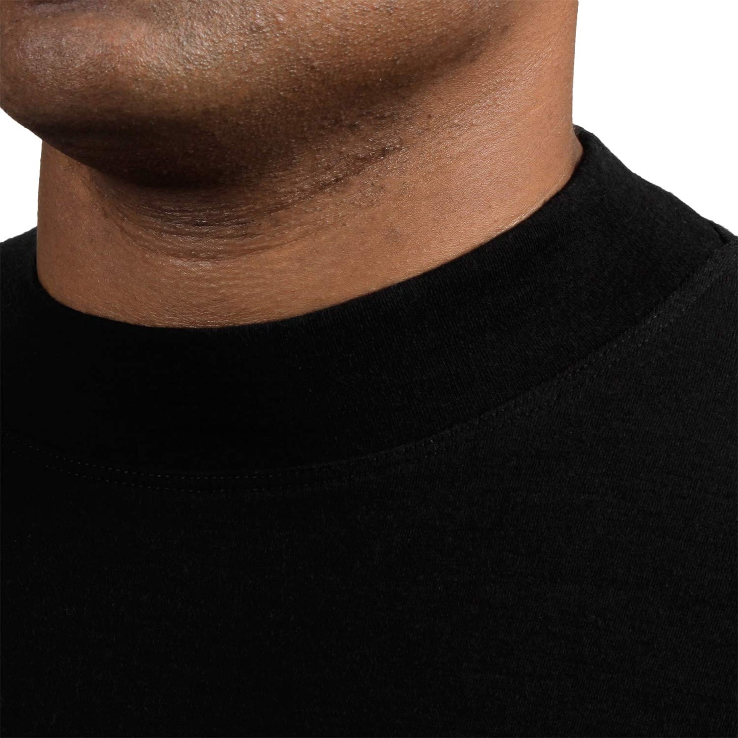100% Merino Wool Men's Midweight Mock Neck - Base Layer Top - Warm Under Shirt - Black - 3X-Large