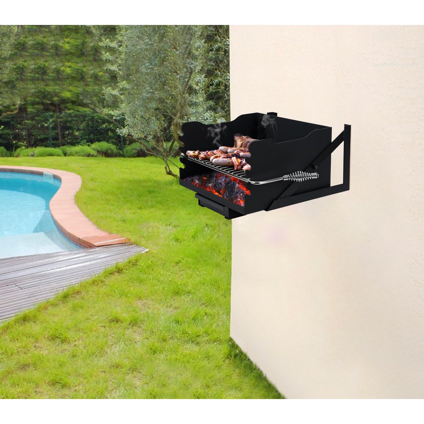 Stanbroil Charcoal Barbecue Grill for Outdoor, Heavy Duty Steel Park BBQ Grill with Stainless Steel Cooking Grate and Above/In Ground Post for Camping and Backyard