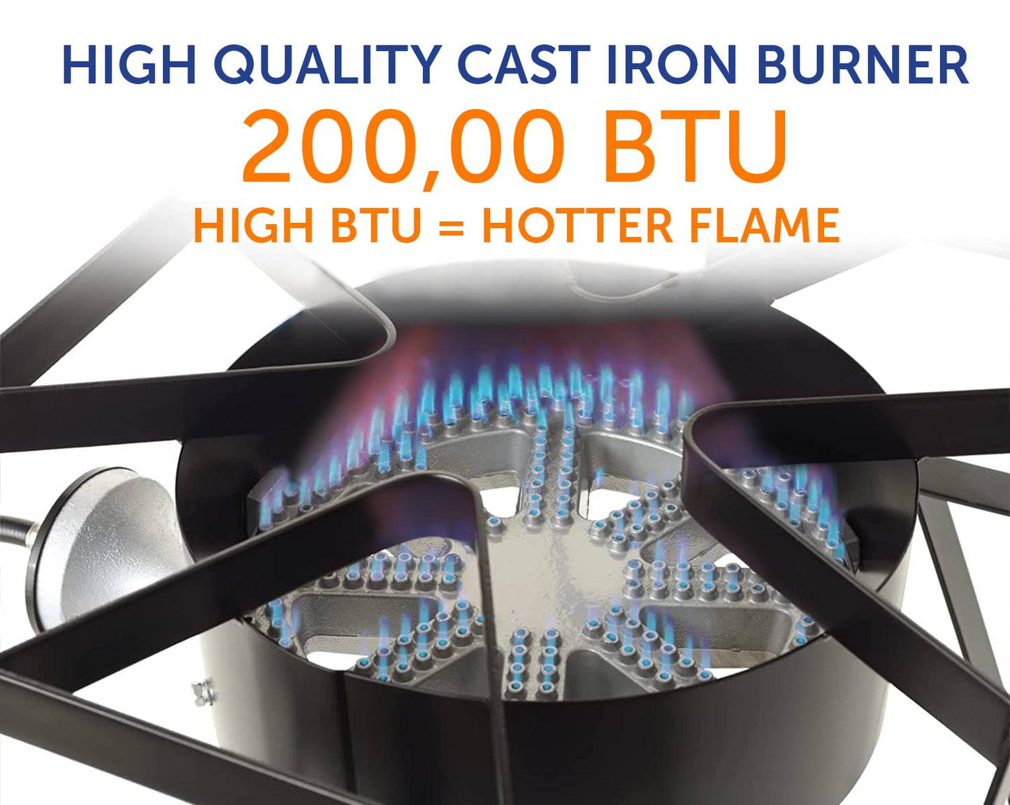 Flame King Heavy Duty 200K BTU, 0-20 PSI, Propane Gas Single Burner Bayou Cooker Outdoor Stove for Home Brewing, Turkey Fry, Maple Syrup Prep, Cajun Cooking, Black