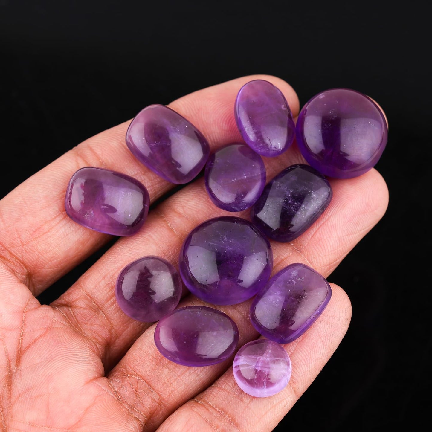 GemSymphony 100 Carat Natural Amethyst Gemstone Cabochon Lot Mixed Shapes – 10 pcs Hand Polished Crystal Stones for Jewelry Making Supply, Healing, Reiki, Craft Supplies, Unique Cab Set for Wire Wrapping & Collectors (10-20 mm)
