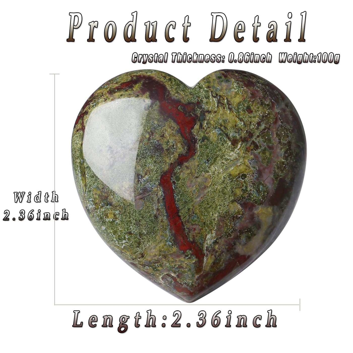MAIBAOTA 60 mm Dragon Stone Crystals Large Heart Stone Healing Crystals Natural Crystal Heart Reiki Gemstone Polished Heart Shaped Rocks Meditation Mothers Day Crystal Gifts for Mom Her