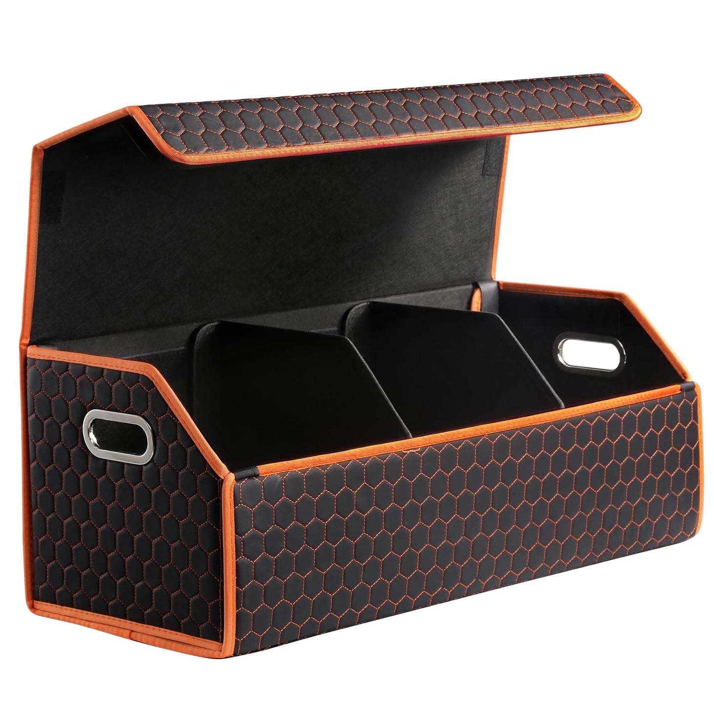 Fyzeoty Car Organizers and Storage - Trunk Organizer for Suv Car,Car Trunk Leather Storage Box,Extra Large,Magnetic Lid,Collapsible and Adjustable