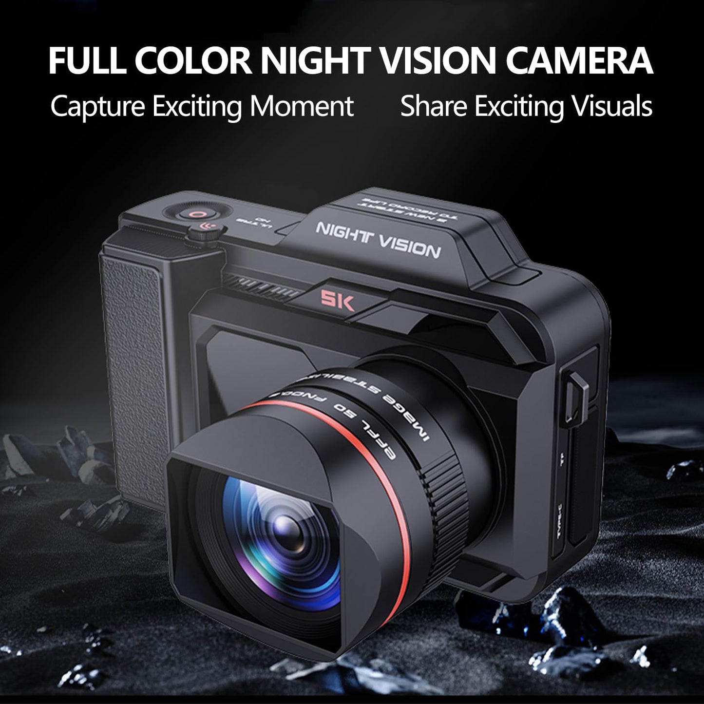 VONOV 5K Night Vision Goggles Night Vision Binoculars,Full-Color 4.5" OLED Infrared Night Vision, with 50x Ｄigital Zoom, 5G WiFi, Support Anti Shake，Rechargeable Battery, Free High Speed 64GB Card