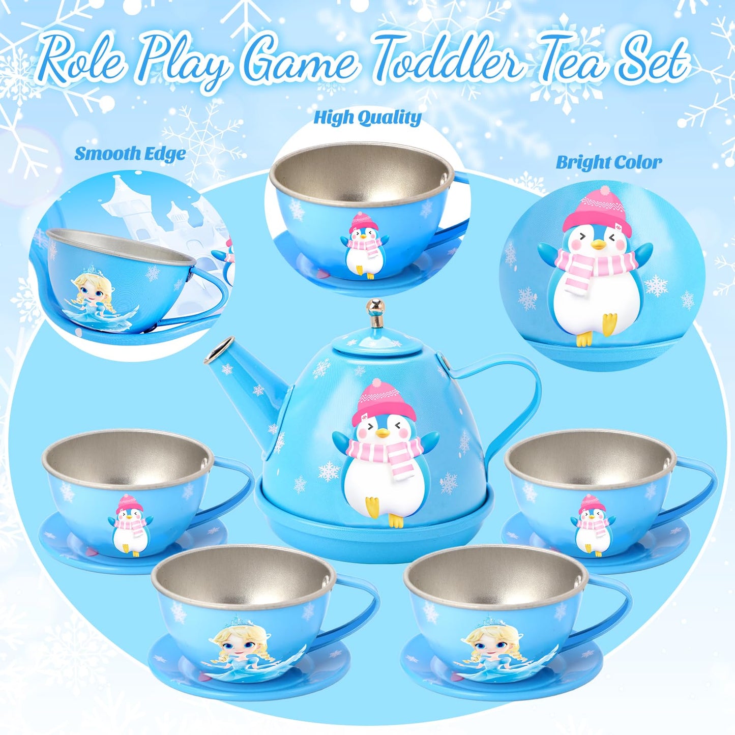 INNOCHEER Tea Party Set for Little Girls Toys, Toys for Kids, Tea Sets for Toddlers 3-5, Pretend Play Kitchen Toy, Birthday Christmas Princess Gifts Toys for 3 4 5 6 7 + Year Old Girls