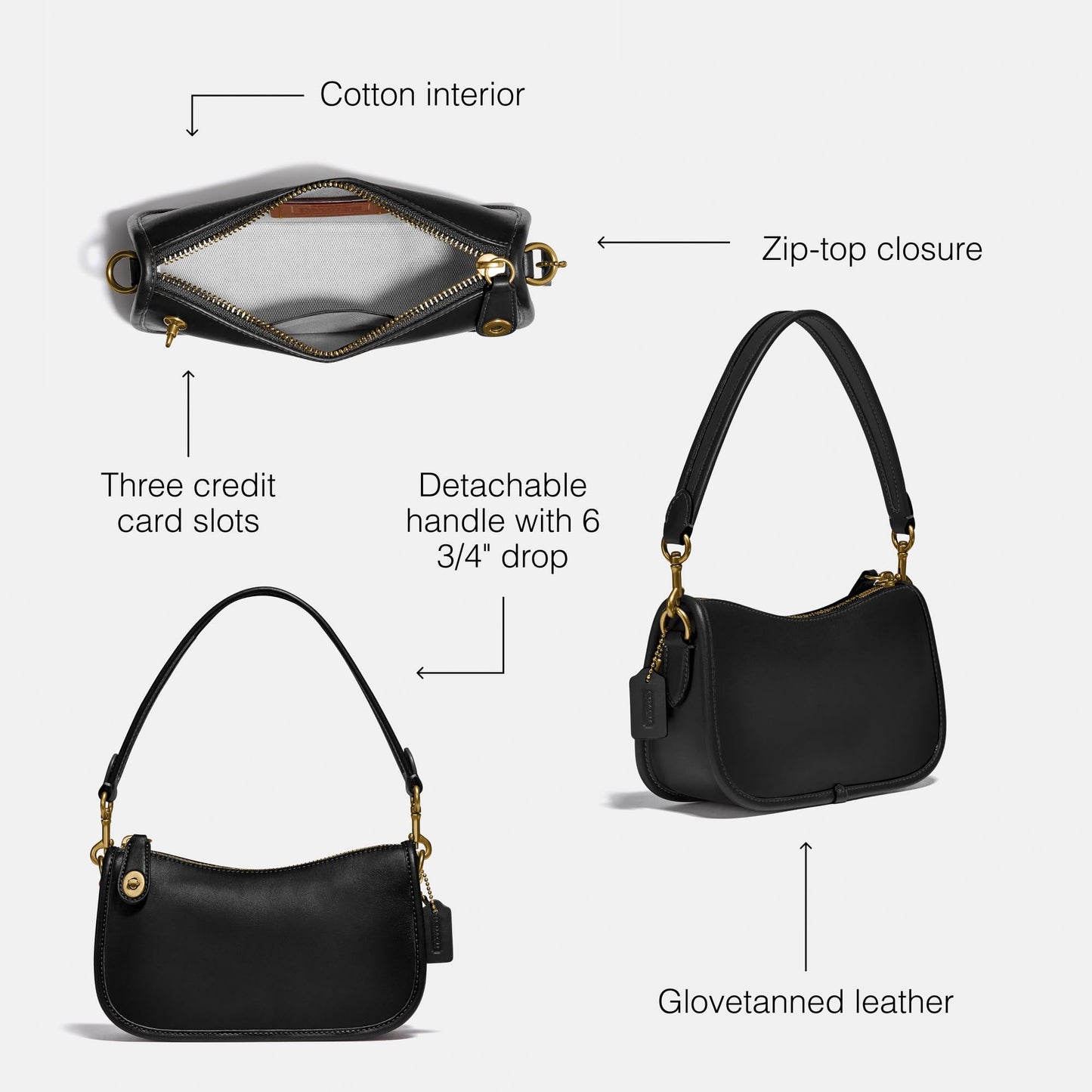 COACH The Originals Glovetanned Leather Swinger 20 Black One Size