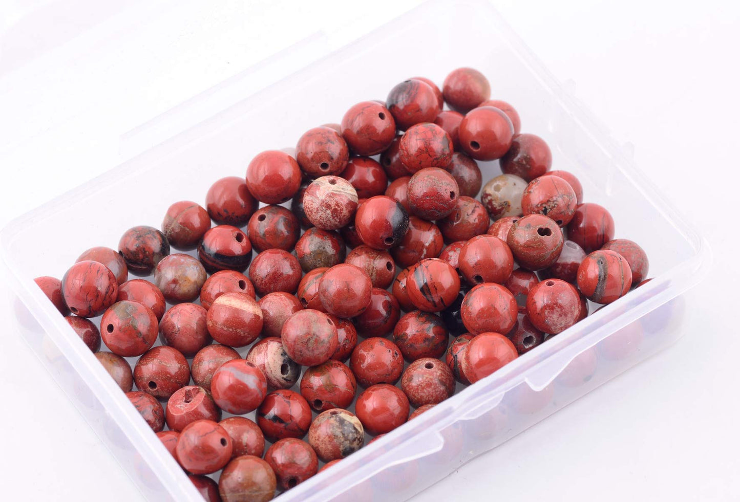 Natural Stone Beads 100pcs 8mm Round Red Jasper Genuine Real Stone Beading Loose Gemstone Hole Size 1mm DIY Charm Smooth Beads for Bracelet Necklace Earrings Jewelry Making (Red Jasper)
