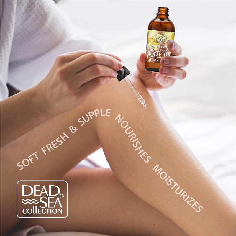 Dead Sea Collection Body Oil with Hemp & Coconut Lime - Dry Skin Moisturizer and Hydrating Massage Oil - Increase Skin Elasticity and Provide Anti-Aging Support for Face and Body (4 fl.oz)