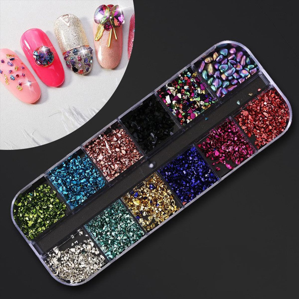 Nail Charms Nail Art Kit with 30 Sheets Gold Nail Stickers 5 Boxes of Nail Gems Nail Art Tools Nail Rhinestones for Nails Nail Supplies 3D Nail Charms and Gems Nail Decals Nail Pearls