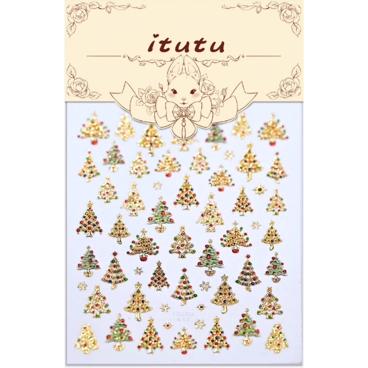 Christmas Nail Art Stickers Xmas Tree Nail Stickers 5D Embossed Self Adhesive Shiny Gold Design Rhinestone Nail Decals for Women Girls Winter Nails Charms Supply Decoration