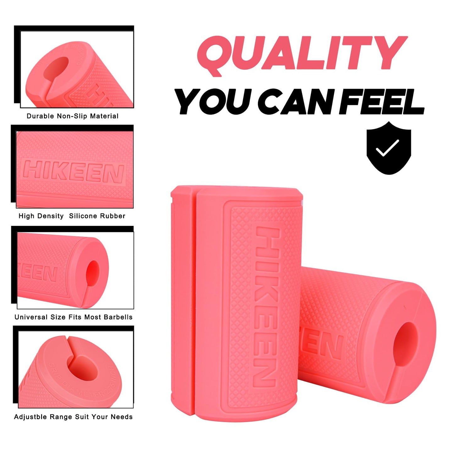 Hikeen Thick Bar Dumbbell Grips,Non Slip Hard Rubber Barbell Grips,Grips for Weight Lifting, Muscle Building-2.75" Outer Diameter"