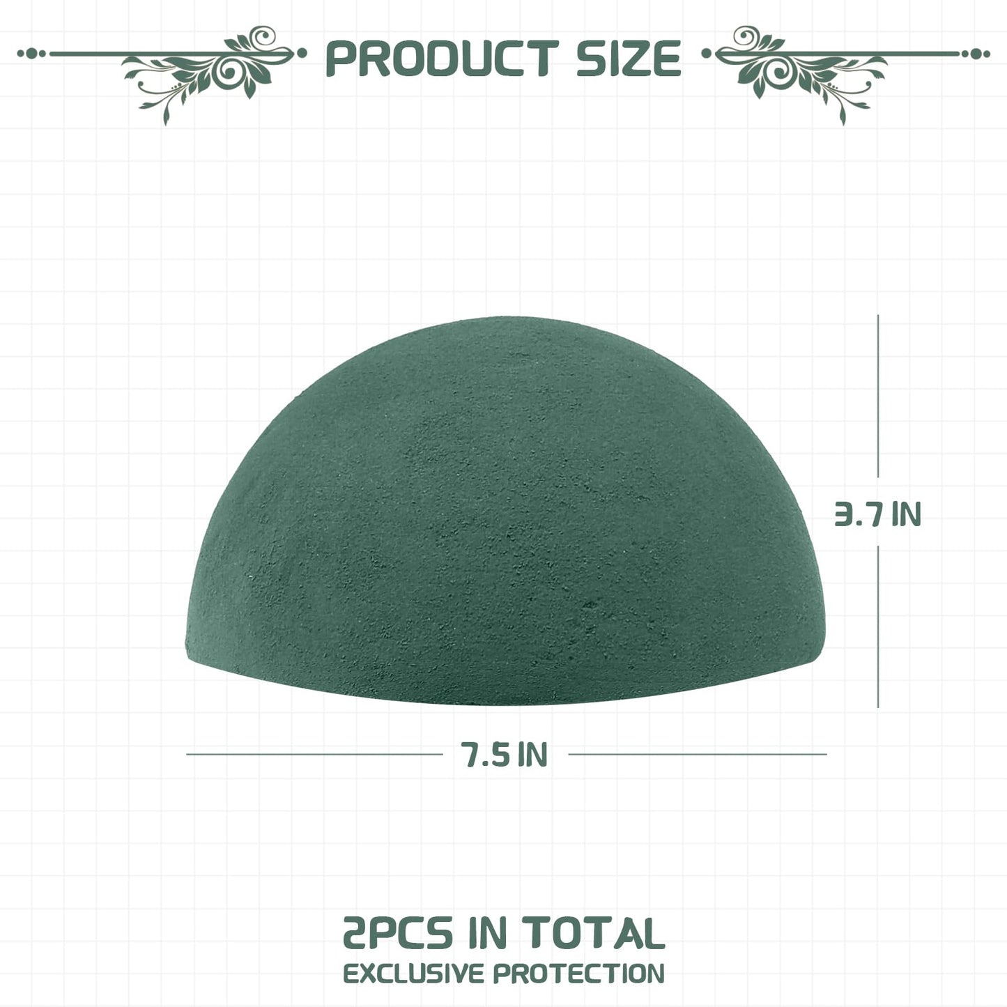 2 Pcs Floral Foam Half Balls, 7.5"W x 3.7"H Half Round Green Dry & Wet Flower Foam for Fresh or Artificial Flower Arrangements, Florist Foam for Craft Supplies,Wedding, Birthdays, Home Decor