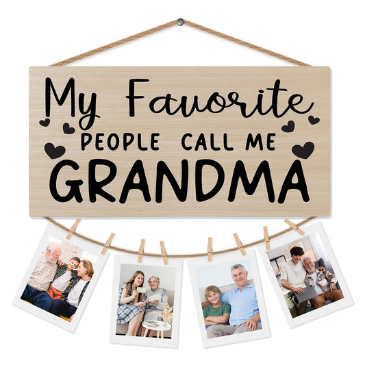 shiviody Grandma Picture Frame Photo Holder for Wall, Best Grandma Gifts for Christmas Birthday from Grandkids Granddaughters, Grandmother Gifts Photo Hanging Display Picture Board for Wall Decor
