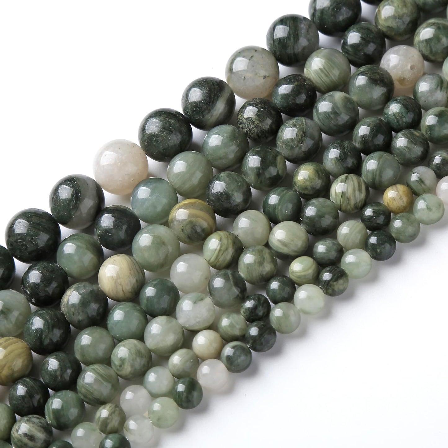 32pcs 12mm Natural Green Hair Quartz Stone Beads for Jewelry Making DIY Bracelet Necklace Accessories 15" Energy Healing Power Round Stone Beads (12mm, Green Hair Quartz)