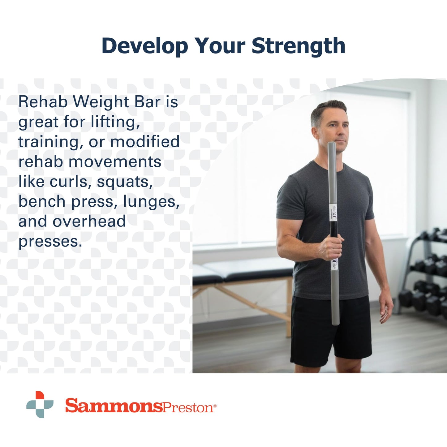 Sammons Preston Rehab Weight Bar, Black, 10 Pounds, Weighted Bar for Exercise, Color-Coded Bars with Grip, Physical Therapy Equipment for Home & Clinical Use, 30" Compact Design"
