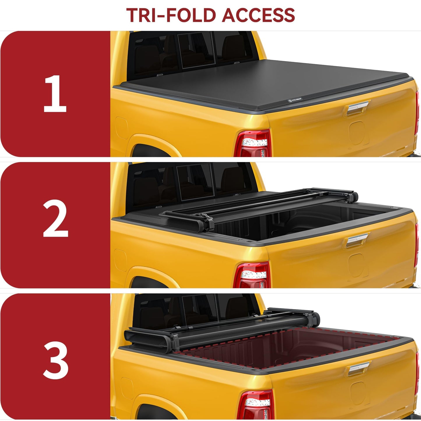 YITAMOTOR Soft Tri-Fold Tonneau Cover Fits for Toyota Tundra with Deck Rail System 5.5ft Bed 2014-2021 (Excl. Trail Edition), Effortless Installation