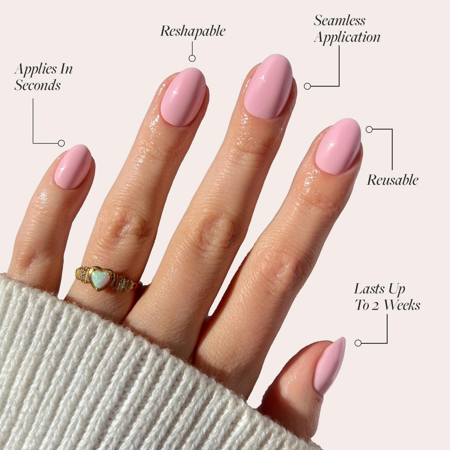 Glamnetic Press-On Nails Bundle - White Swan & Think Pink | Opaque Classic Off White Short Oval False Nails | Light Pastel Pink Short Oval Fake Nails | Reusable, Salon-Quality Nail Kits