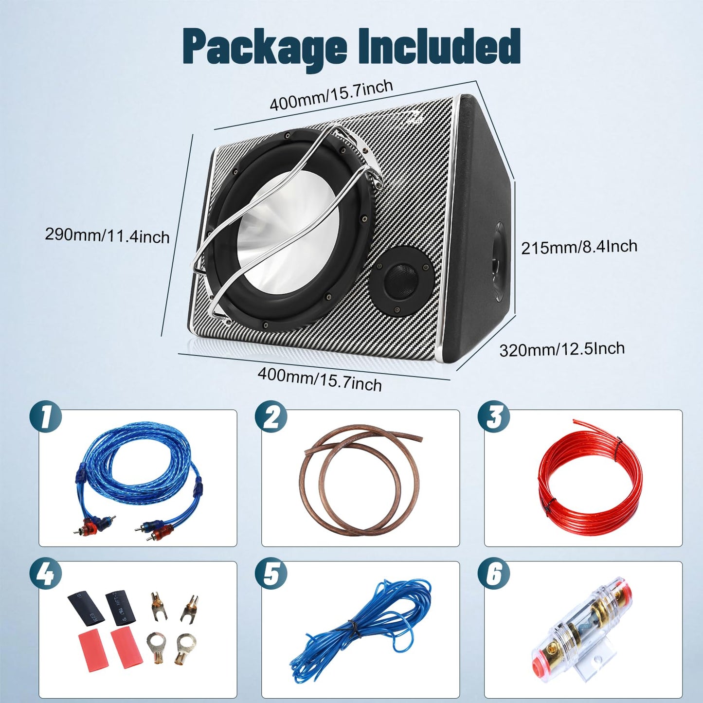 LORPHEIR 3800W 10" Car Subwoofer with Audio Cable - High Power Bass System for Car Audio Upgrade, Adjustable Bass Boost, Compact Design for Trunk Installation