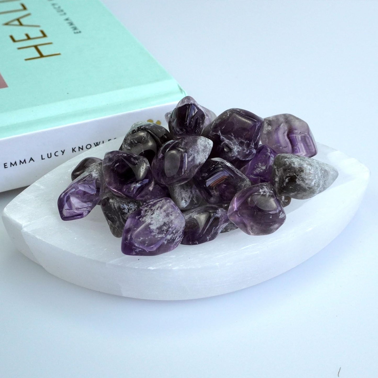 Sisamn Polished Amethyst Crystal Points Bulk 0.9 Lb Small Chip Stone Irregular Rock for Tumbling Healing Meditation Vase Filler Fish Tank Rocks