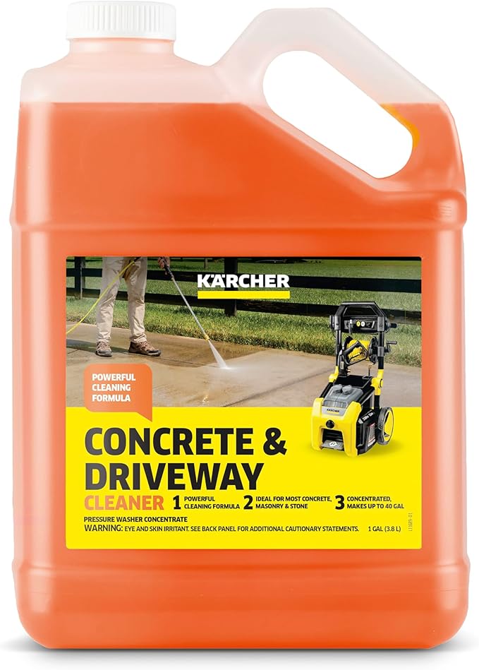 KÃRCHER Concrete & Driveway Cleaner, Cleans Concrete, Brick, Mansory, and Stone Areas, Highly Concentrated, Makes up to 40 gal of Cleaner, Readily Biodegradable, For Pressure Washers