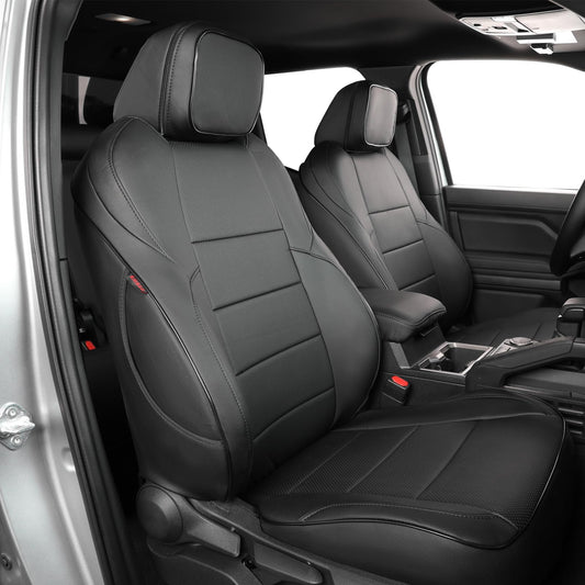 EKR Custom Fit Tacoma Car Seat Covers for Select Toyota Tacoma (Petrol) 2024 2025 2026 Double cab SR,SR5,TRD Sport,TRD Off-Road,Limited -Full Set,Leather(Black)