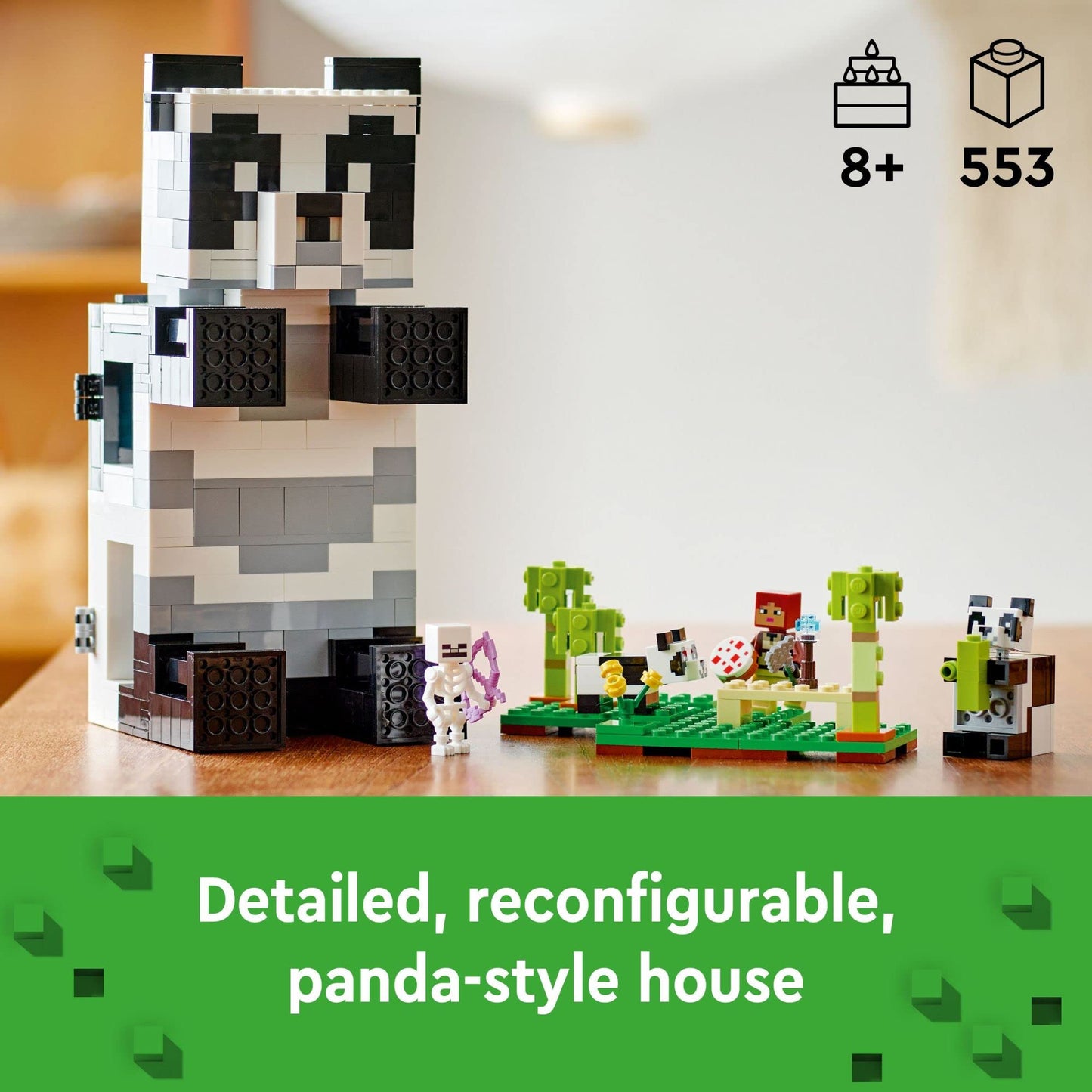 LEGO Minecraft The Panda Haven, Movable Toy House with Baby Pandas Animal Figures, Gaming Toys for Kids, Gift Idea for Boys and Girls Ages 8 Plus, 21245
