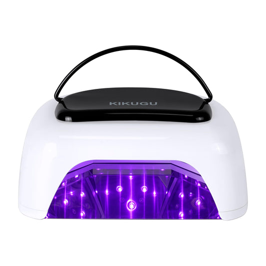Kikugu Professional Rechargeable UV LED Nail Lamp,96W Cordless UV Light for Gel Nails with Metallic Reflector & Metal Base, Fast Curing Lamp Manicure,Pedicure,Ideal for Nail Salon and Home(White)