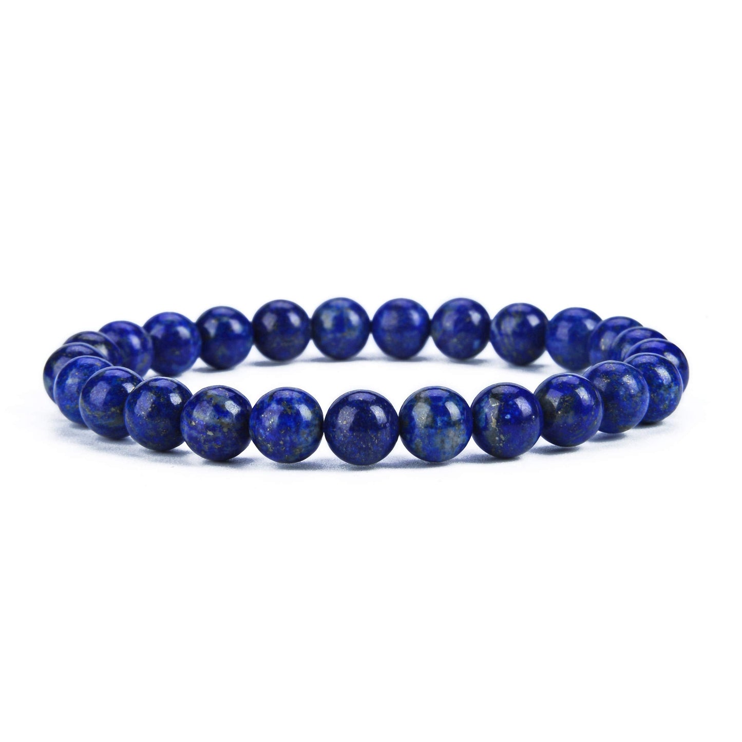 Cherry Tree Collection Blue Lapis Lazuli Beaded Bracelet – Genuine 8mm Gemstone Stretch Bracelet for Men & Women – Handmade Crystal Bracelet - (Blue Lapis Lazuli - L)