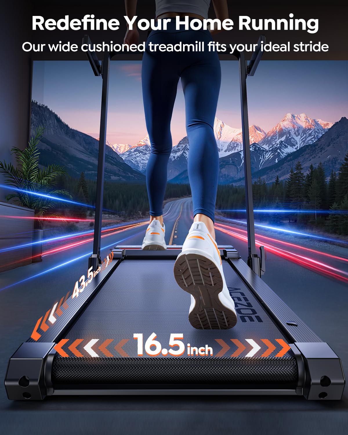 Foldable Walking Pad with 0-15% 9-Levels Auto Incline and Handle Bar, Under Desk Treadmill with 300LBS Weight Capacity, 3.0HP Quiet Treadmills for Home with Speaker, APP & Remote Control - Red