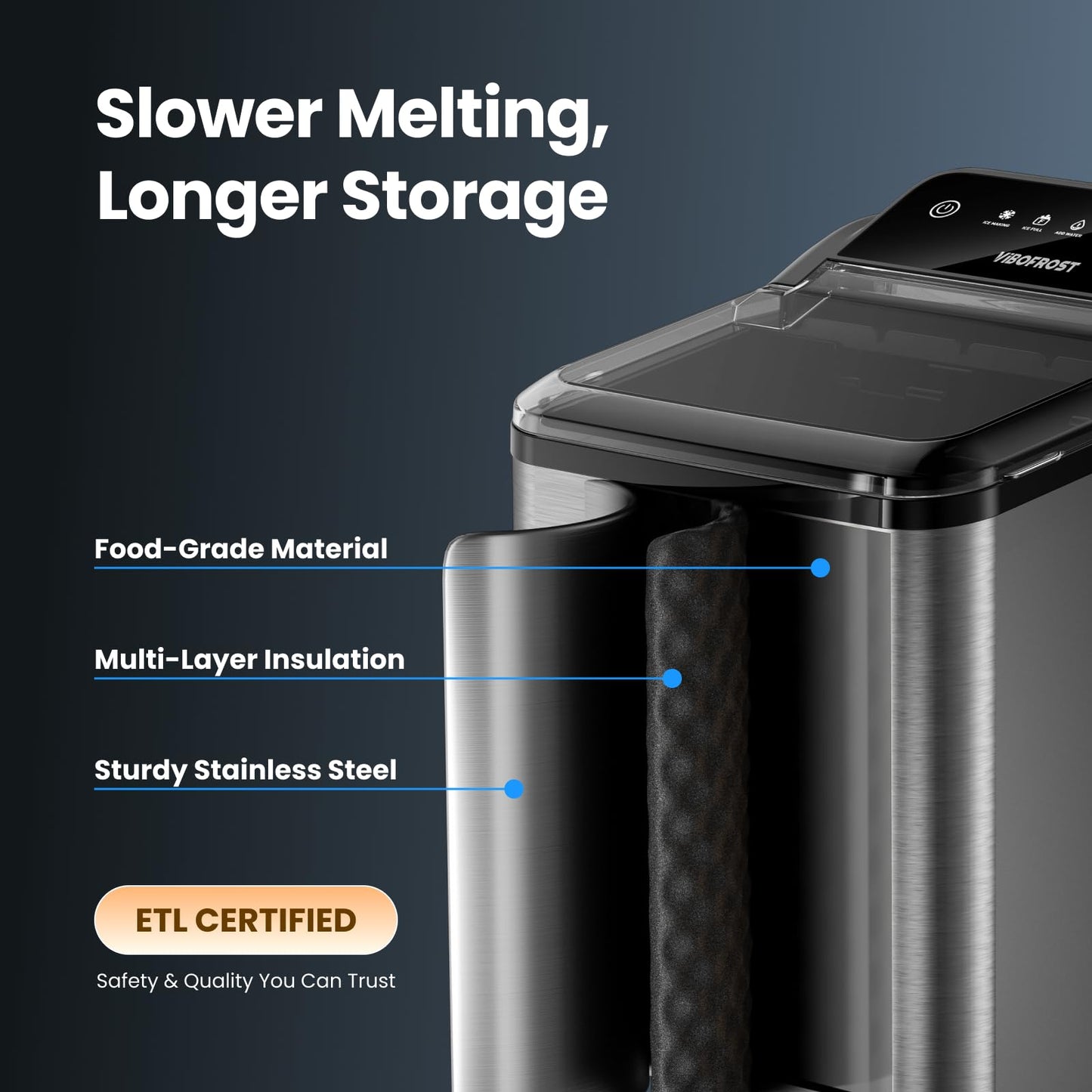 Nugget Ice Maker Countertop, 35lbs/24H Sonic & Chewable Pellet Ice, Portable Crushed Ice Machine, Self-Cleaning Anti-Scale System, 10 Cleaning Packets, Quiet Operation, Stainless Steel