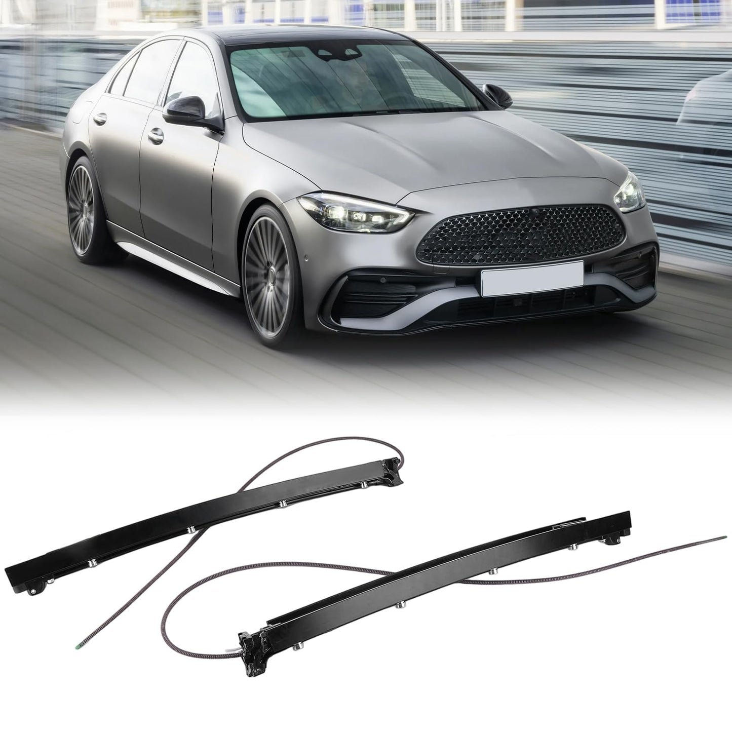 dehateo 2 Pcs Sunroof Track Assembly Fit for 2015-2021 MD C-Class C300 Left+Right Panoramic Sunroof Sliding Tracks Repair Kit Replace OE A2057801100, A2057801200