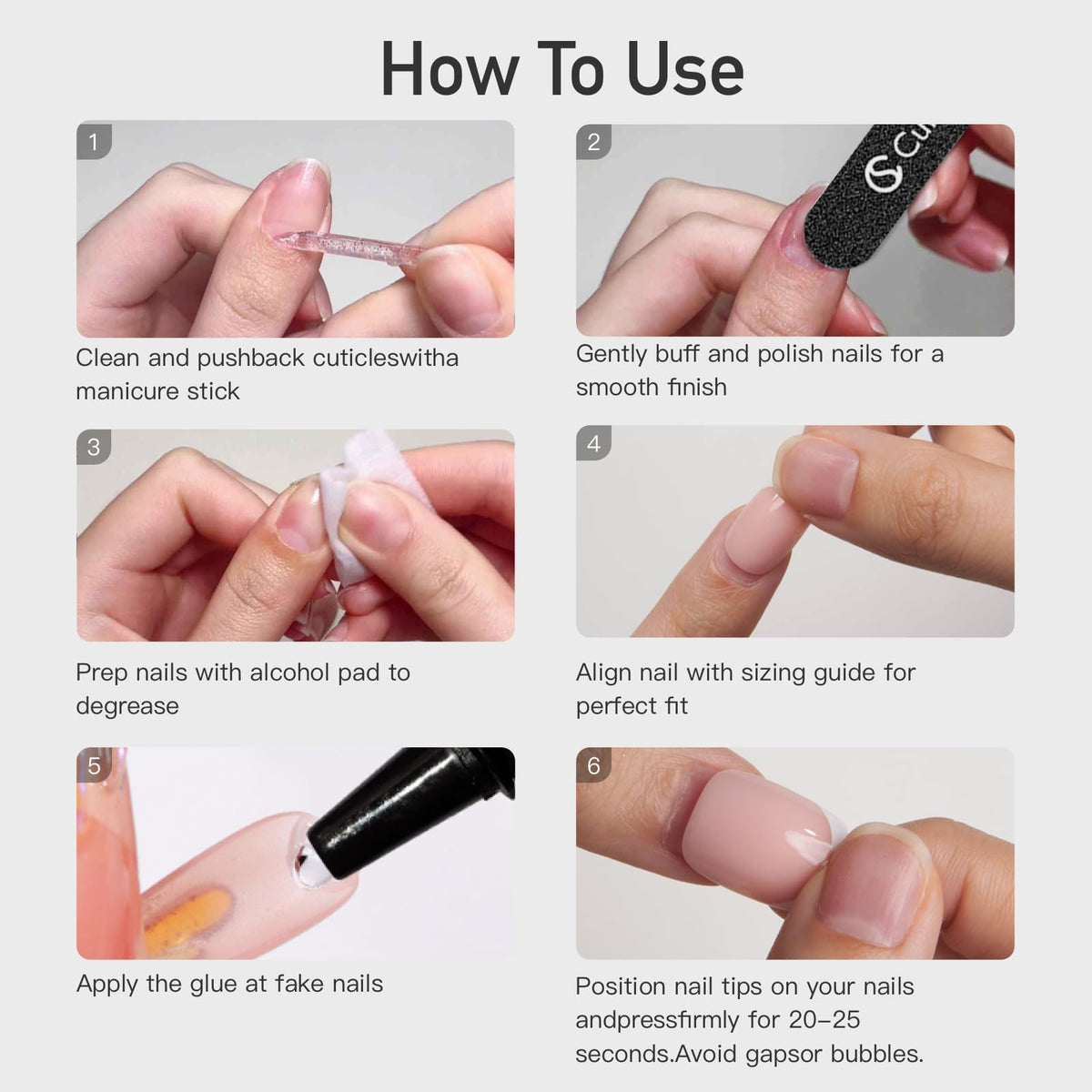 CurvLife Soft Gel Square Press-On Nails Short, Reusable Fake Nails with Glue & Adhesive Tabs, 30PCS Salon-Quality Stick-On Nails for At-Home Manicure (Champagne Dusk)