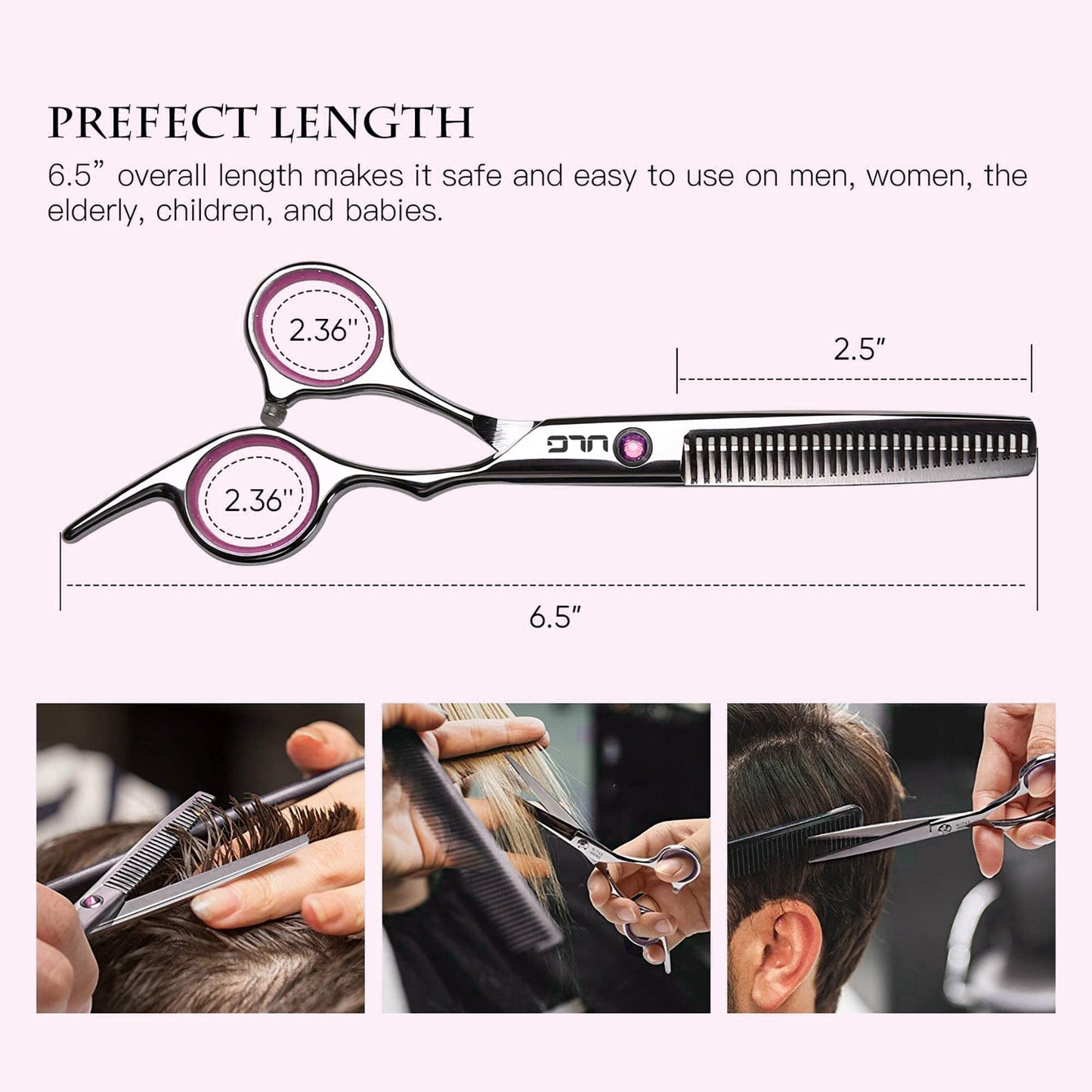 ULG Hair Cutting Scissors Thinning Shears Kit Professional Barber Hairdressing Texturizing Salon Razor Edge Scissor Stainless Steel 8Pcs - SilverMAX