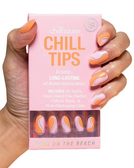 Chillhouse - Chill Tips, Press on Nails Kit - Babes on the Beach (Oval) - 30 Nail Shapes & Sizes - Up to 2 Weeks of Wear - Customizable Fit - Reusable - Latina Founded, Women Owned - Beauty, Self Care
