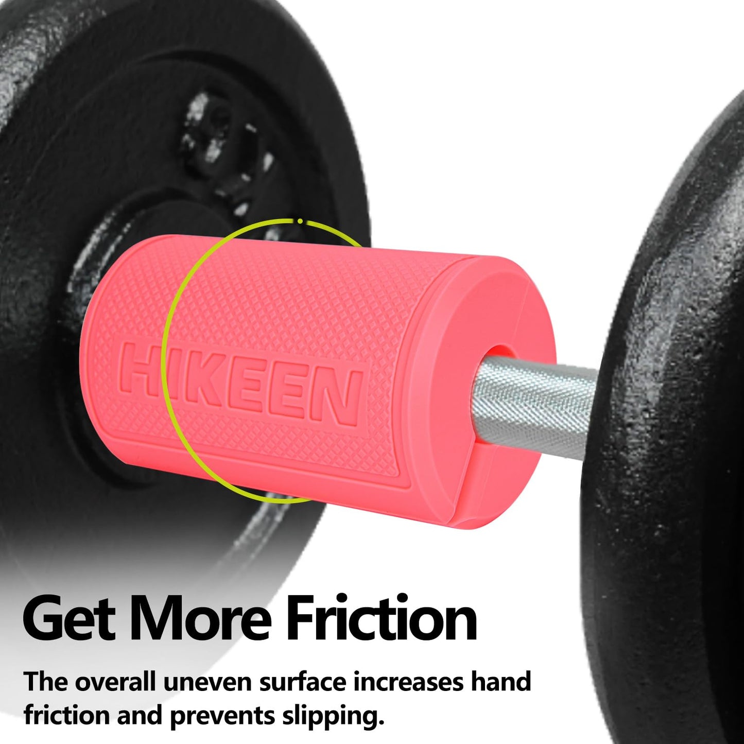 Hikeen Thick Bar Dumbbell Grips,Non Slip Hard Rubber Barbell Grips,Grips for Weight Lifting, Muscle Building-2.75" Outer Diameter"