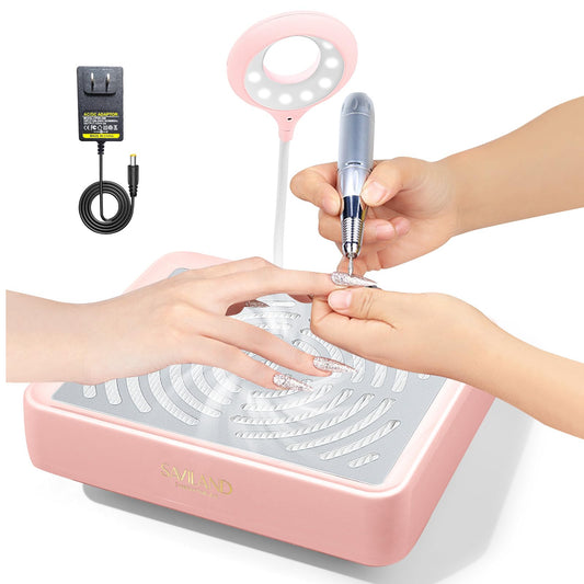 SAVILAND Nail Dust Collector:2026 Powerful Dust Collector Nail Tech 40W Dust Collector Professional Nails Dust Collector Quiet Vacuum Fan Dust Extractor with Reusable Filter for Beginners Home & Salon