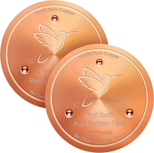 Bird Bath Copper Disk, 0.6mm Reinforced 99.99% Pure Copper Cleaning Disc Plate for Physical Safe Water Purification All-Season for Outdoor Wildlife Bird Bowls Birdbaths Solar