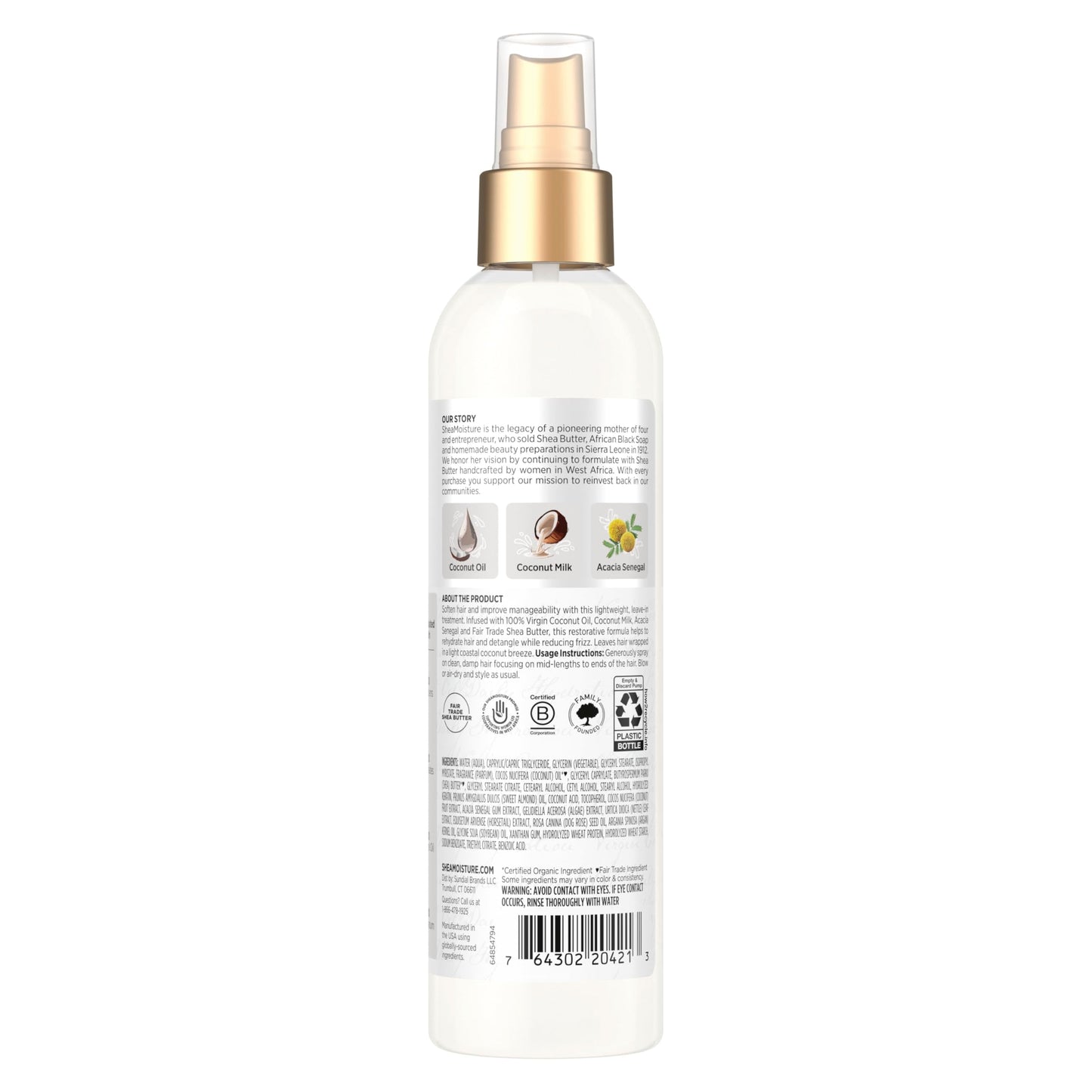 SheaMoisture 100 Percent Virgin Coconut Oil Leave-In Treatment, 8 Ounce, (Pack of 2)