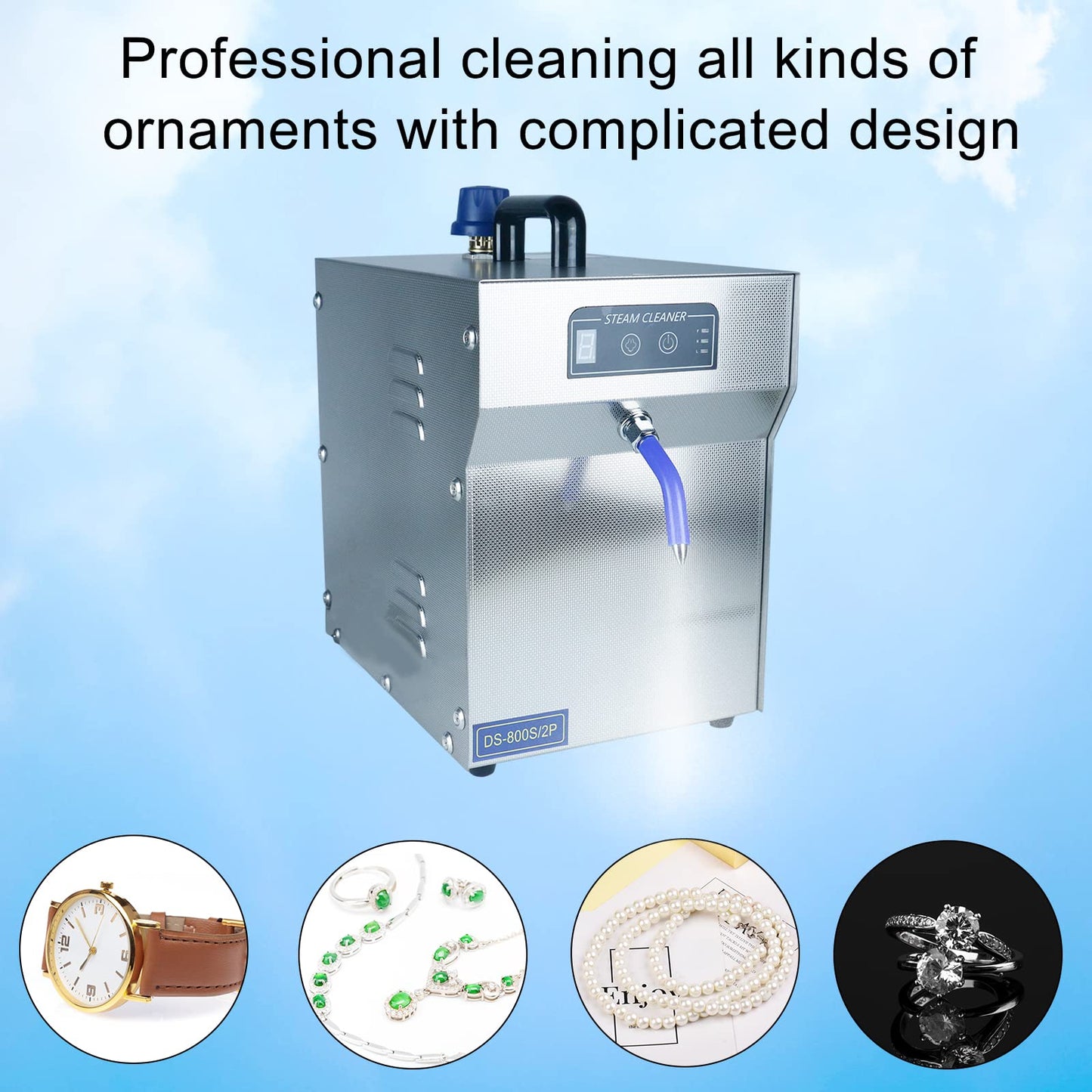 TDRRICH Jewelry Steam Cleaner Professional Adjustable Machine High Pressure Steamer 2L Stainless Steel Commercial Vapor Jewelry Silver Gold Cleaning Equipment Suitable for Jewelry Stores Studios