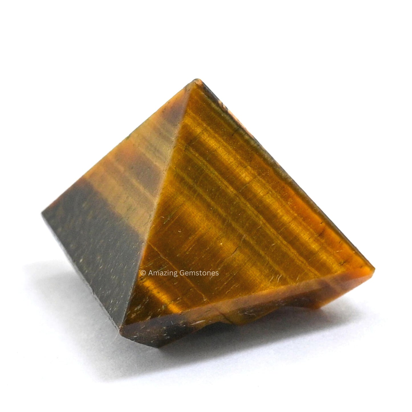 Amazing Gemstone Tiger Eye Crystal Pyramid with 9 Pyramid Plate Bottom - 1" Mini Pyramid Figurine of Natural Stone Pyramid for Meditation, Reiki, Chakra Balancing Vastu Pooja and Crystal Grids