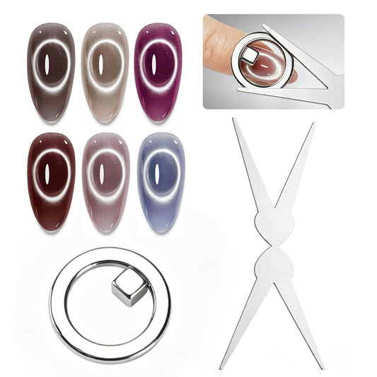 JODSONE Ring Cat Eye Magnet for Nails, Strong Hollow Circle Magnet for Black Hole & Halo Effects, Precision Tool for Cat Eye Gel Polish DIY Salon Use