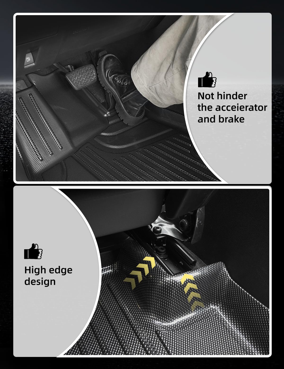Floor Mats Fit for 2016-2022 BMW 7 Series (G12): 740i, 750i, M760i, 740e, 745e, Alpina B7 (Without Rear Executive Seats), Carbon Fiber Pattern 2 Row Custom Fit 3D Car Mats Luxury All Weather Guard